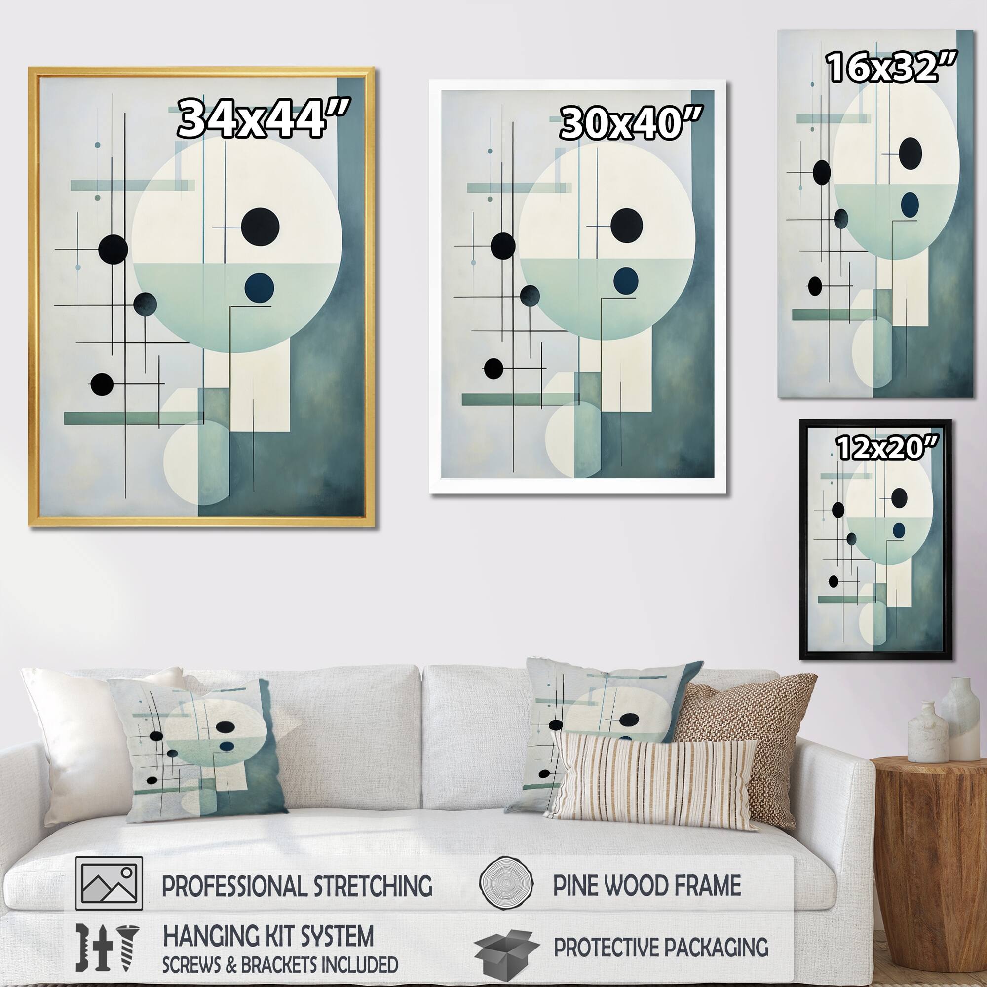 Designart "Beige Teal Suprematism Spatial Harmonies I" "Abstract